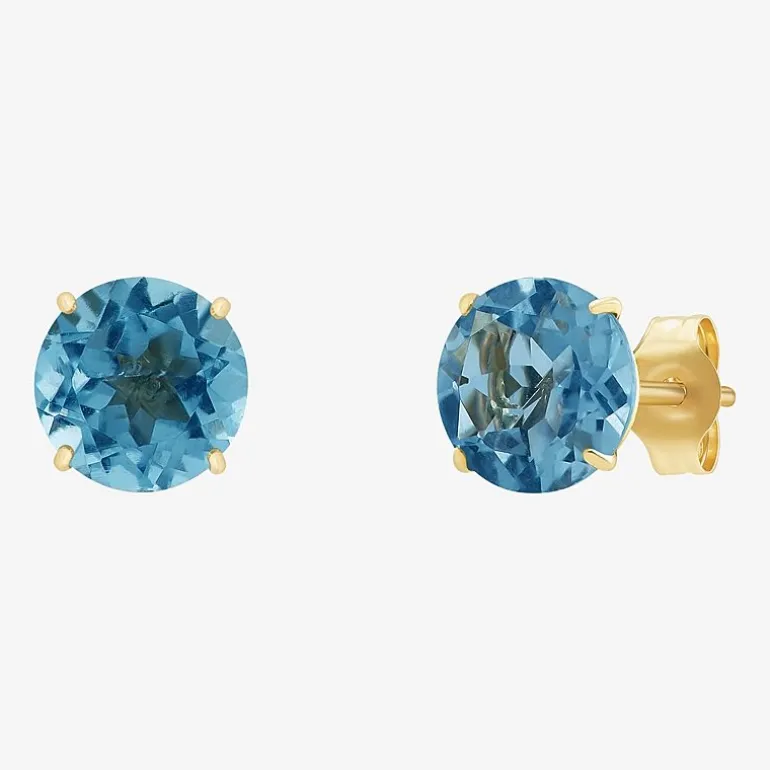Gemstone 10K Gold 4mm Round Stud Earrings