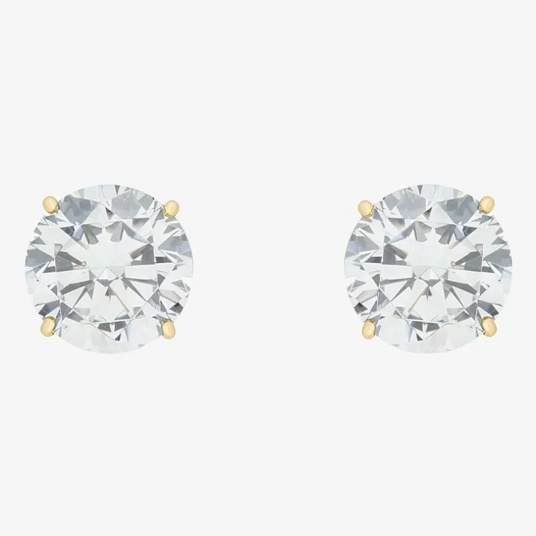 Gemstone 10K Gold 4mm Round Stud Earrings