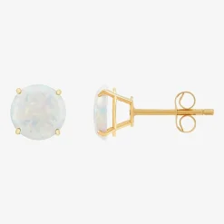 Gemstone 10K Gold 4mm Round Stud Earrings