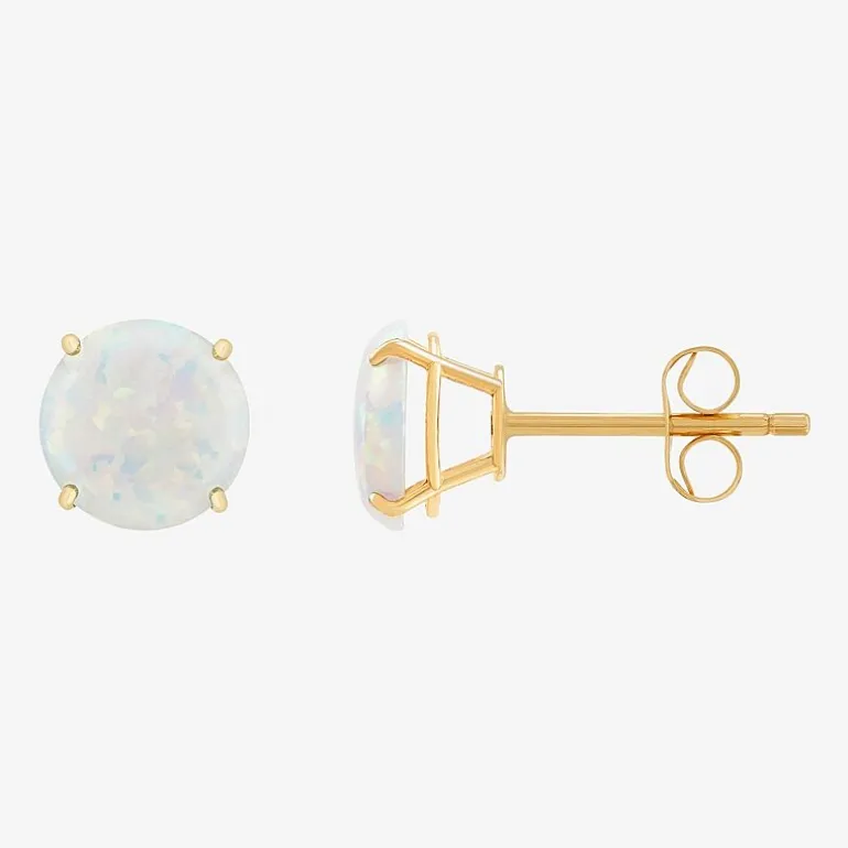 Gemstone 10K Gold 4mm Round Stud Earrings
