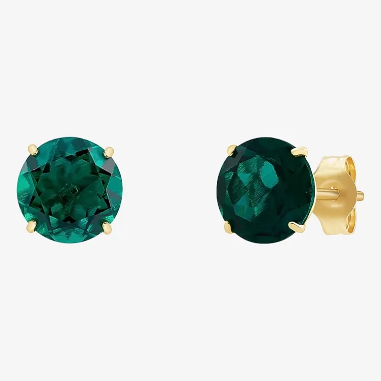 Gemstone 10K Gold 4mm Round Stud Earrings