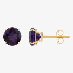 Gemstone 10K Gold 4mm Round Stud Earrings