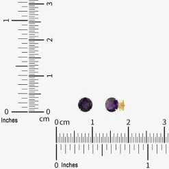 Gemstone 10K Gold 4mm Round Stud Earrings