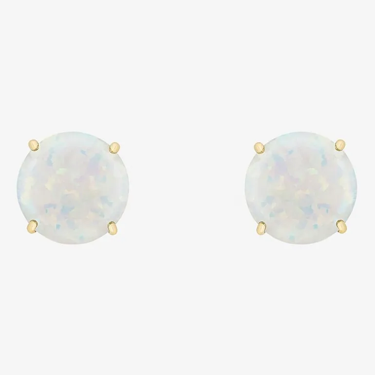 Gemstone 10K Gold 6mm Round Stud Earrings