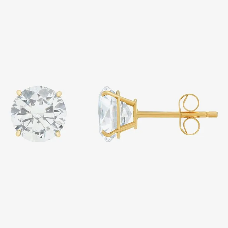 Gemstone 10K Gold 6mm Round Stud Earrings