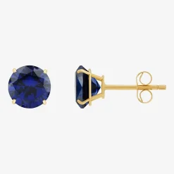 Gemstone 10K Gold 6mm Round Stud Earrings