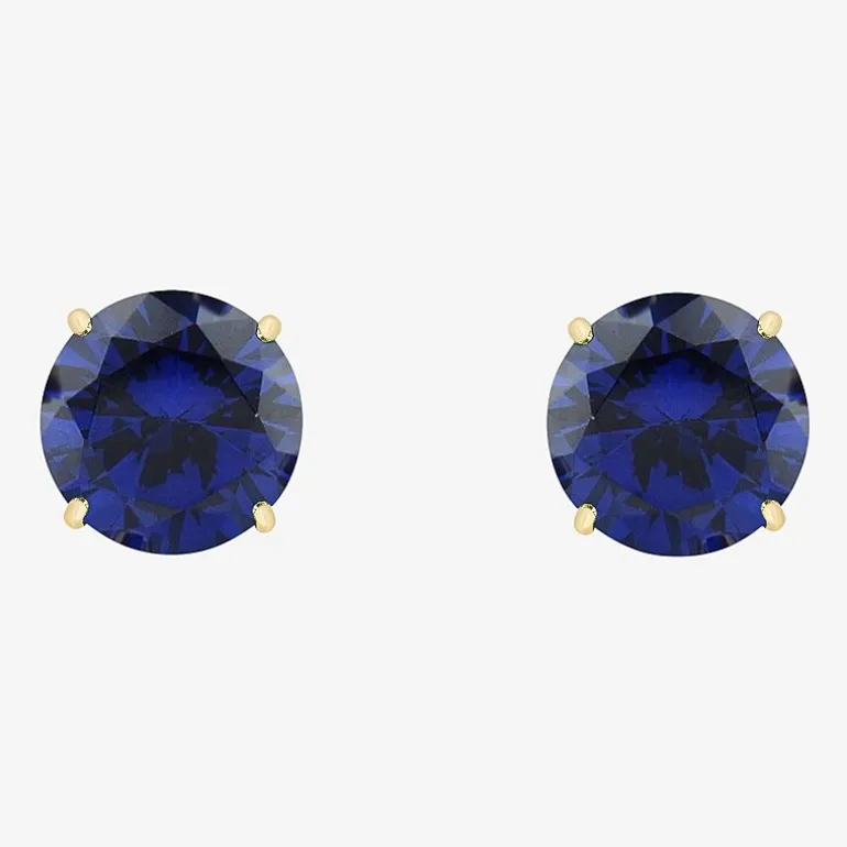 Gemstone 10K Gold 6mm Round Stud Earrings
