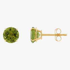 Gemstone 10K Gold 6mm Round Stud Earrings