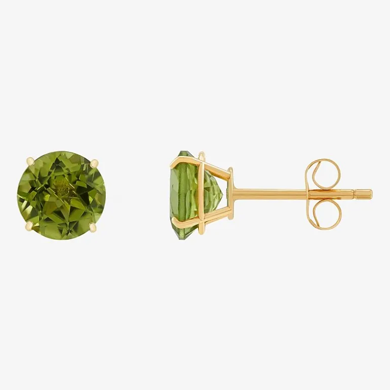 Gemstone 10K Gold 6mm Round Stud Earrings