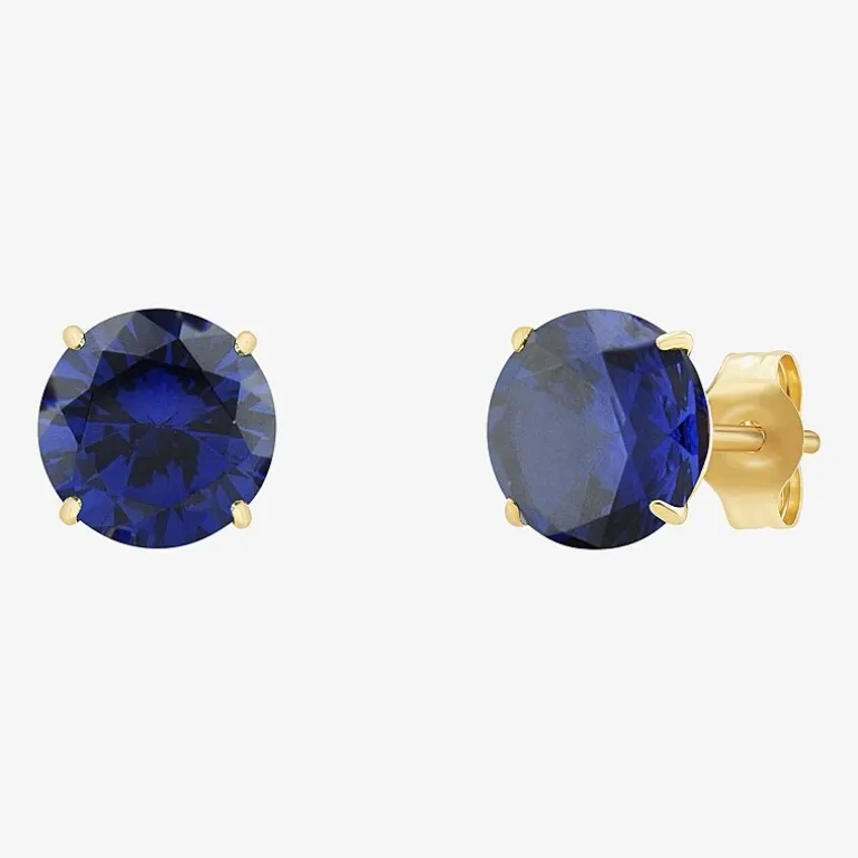 Gemstone 10K Gold 6mm Round Stud Earrings