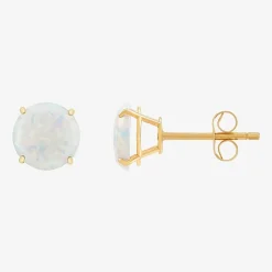 Gemstone 10K Gold 6mm Round Stud Earrings
