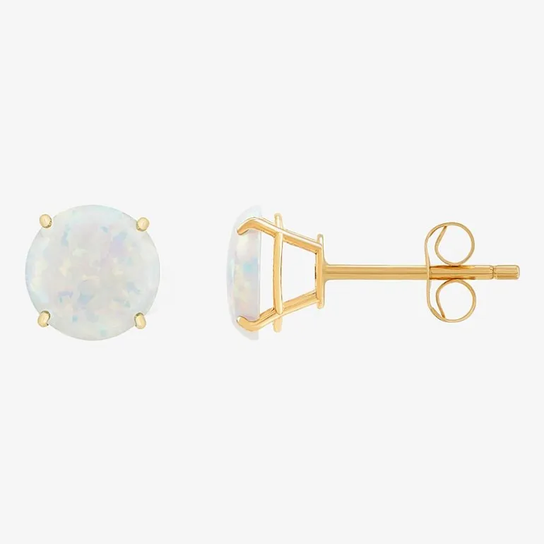 Gemstone 10K Gold 6mm Round Stud Earrings