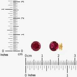Gemstone 10K Gold 6mm Round Stud Earrings