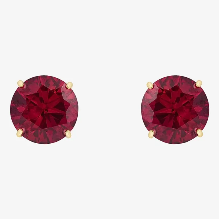 Gemstone 10K Gold 6mm Round Stud Earrings