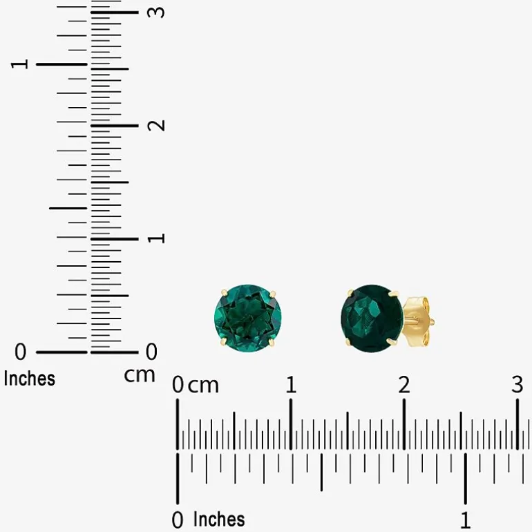 Gemstone 10K Gold 6mm Round Stud Earrings