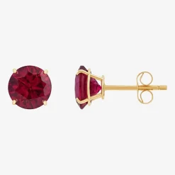 Gemstone 10K Gold 6mm Round Stud Earrings