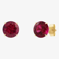 Gemstone 10K Gold 6mm Round Stud Earrings