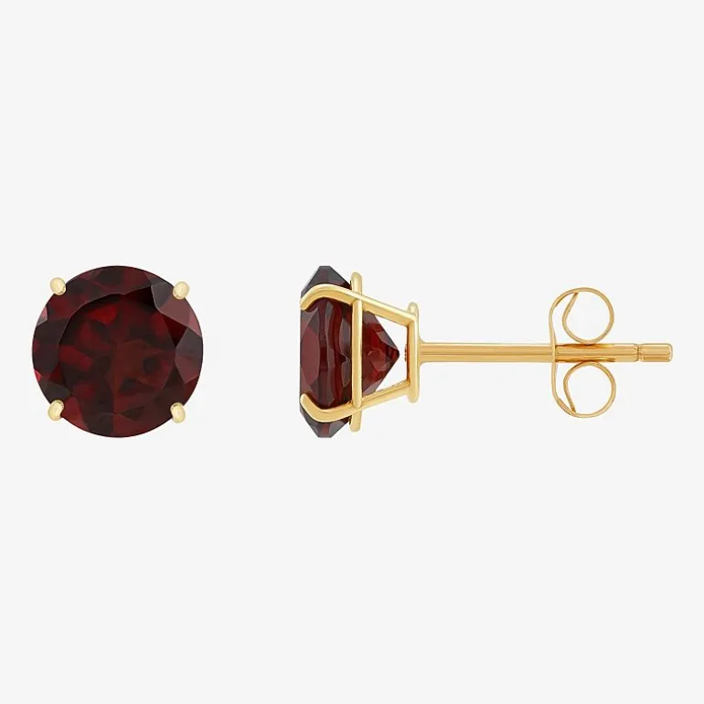 Gemstone 10K Gold 6mm Round Stud Earrings