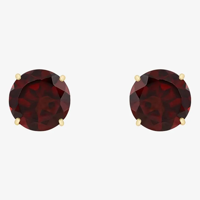 Gemstone 10K Gold 6mm Round Stud Earrings