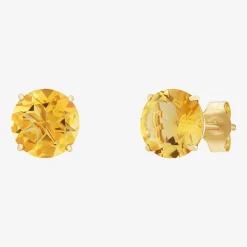 Gemstone 10K Gold 6mm Round Stud Earrings