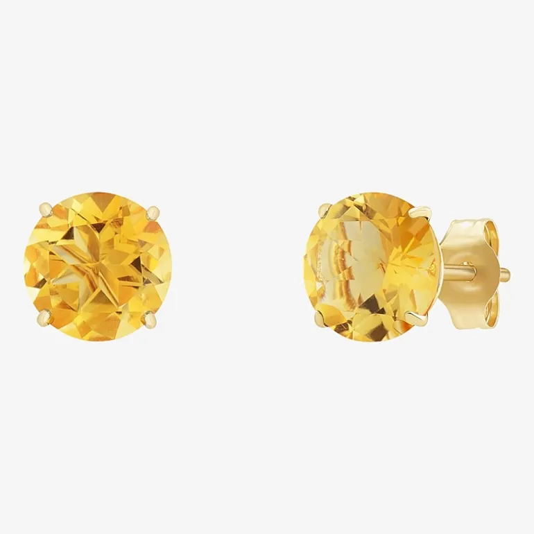 Gemstone 10K Gold 6mm Round Stud Earrings