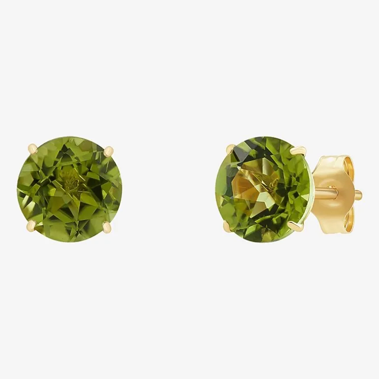 Gemstone 10K Gold 6mm Round Stud Earrings