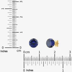 Gemstone 10K Gold 6mm Round Stud Earrings