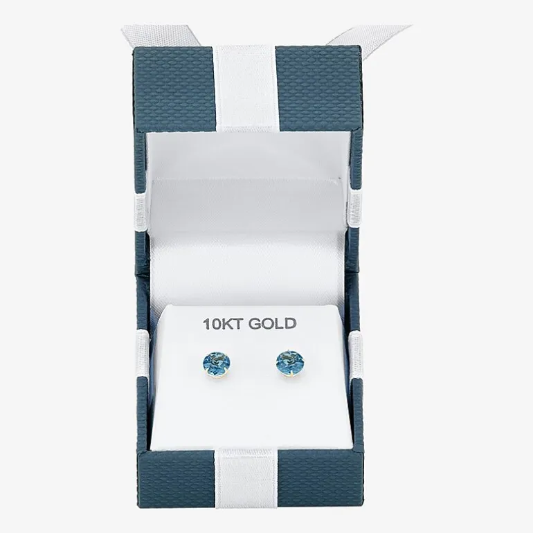 Gemstone 10K Gold 6mm Round Stud Earrings