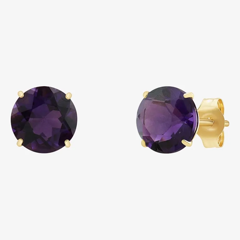 Gemstone 10K Gold 6mm Round Stud Earrings