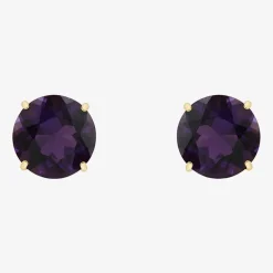 Gemstone 10K Gold 6mm Round Stud Earrings