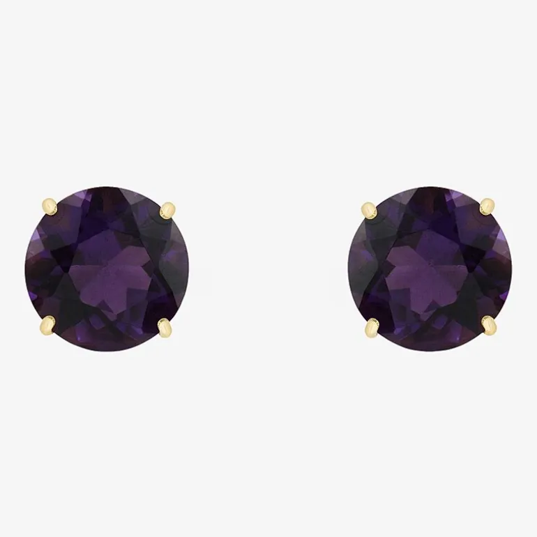 Gemstone 10K Gold 6mm Round Stud Earrings