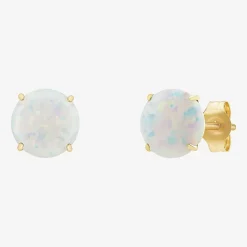 Gemstone 10K Gold 6mm Round Stud Earrings