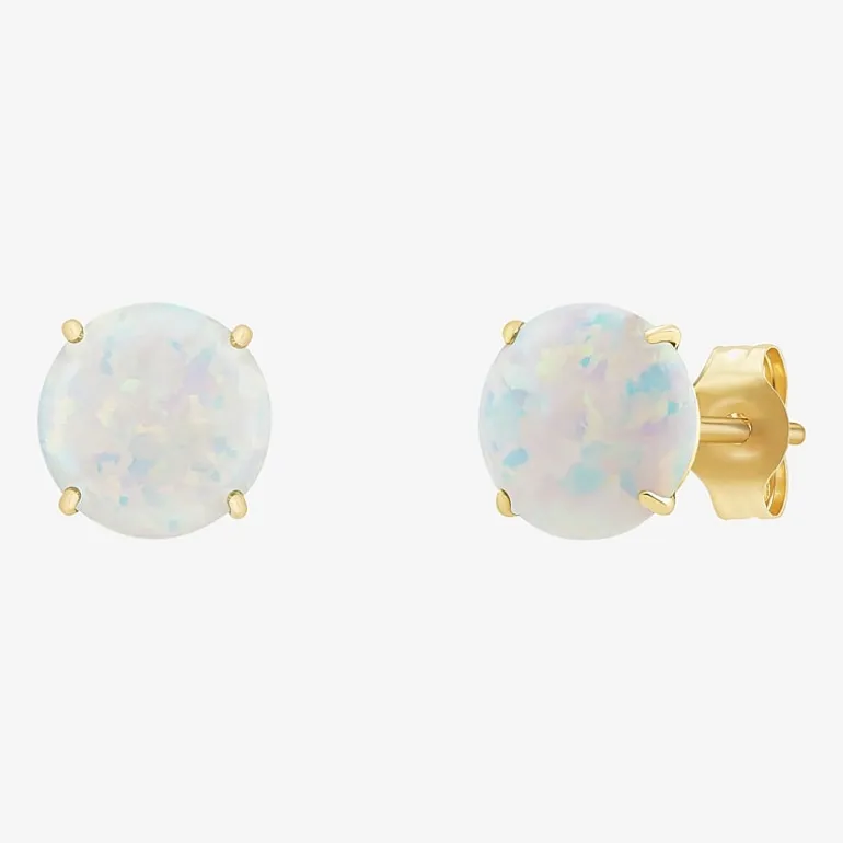 Gemstone 10K Gold 6mm Round Stud Earrings