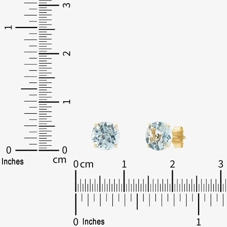 Gemstone 10K Gold 6mm Round Stud Earrings