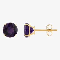 Gemstone 10K Gold 6mm Round Stud Earrings
