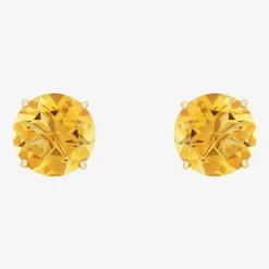 Gemstone 10K Gold 6mm Round Stud Earrings