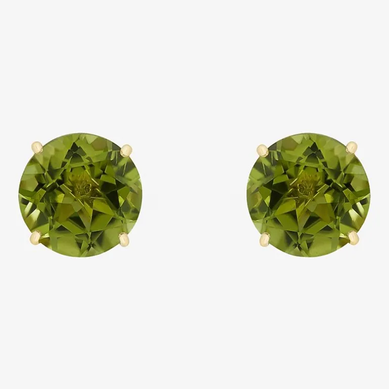 Gemstone 10K Gold 6mm Round Stud Earrings