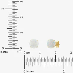 Gemstone 10K Gold 6mm Round Stud Earrings