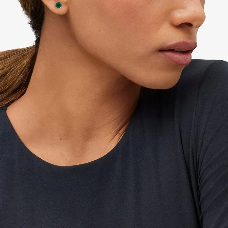 Gemstone 10K Gold 6mm Round Stud Earrings