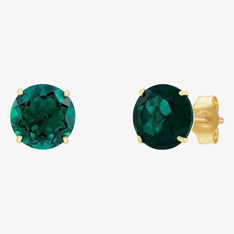 Gemstone 10K Gold 6mm Round Stud Earrings