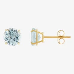 Gemstone 10K Gold 6mm Round Stud Earrings