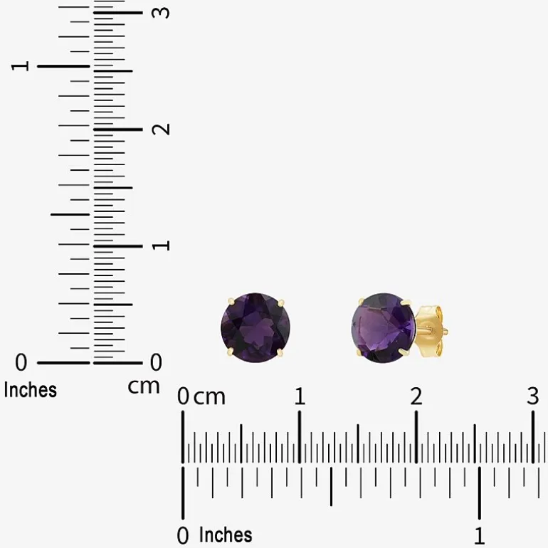 Gemstone 10K Gold 6mm Round Stud Earrings
