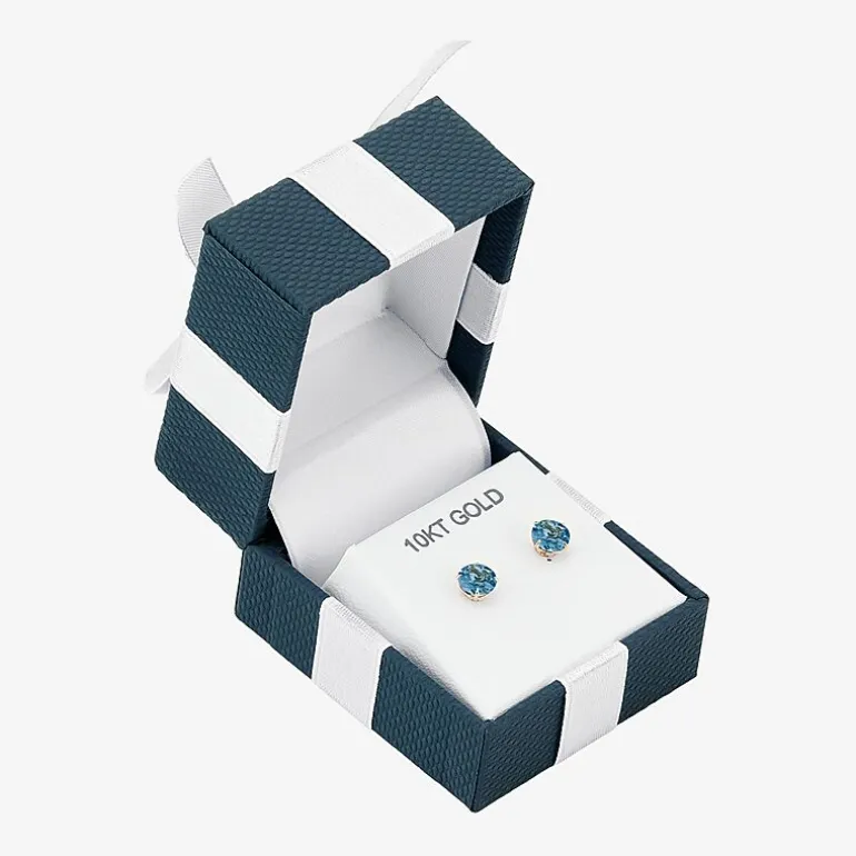 Gemstone 10K Gold 6mm Round Stud Earrings