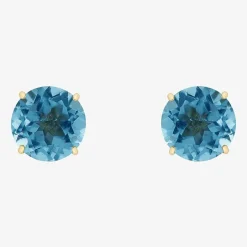 Gemstone 10K Gold 6mm Round Stud Earrings
