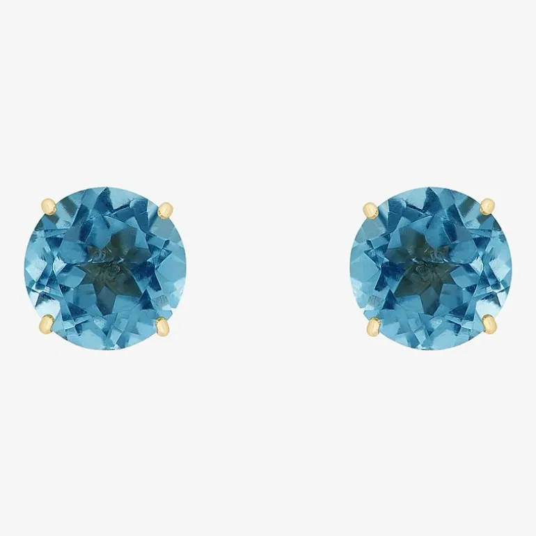Gemstone 10K Gold 6mm Round Stud Earrings