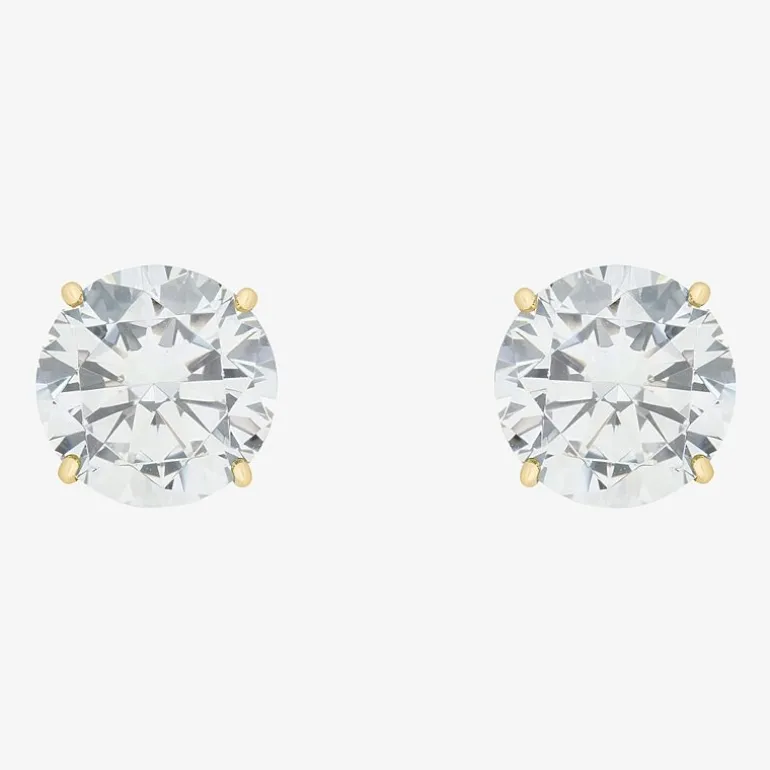 Gemstone 10K Gold 6mm Round Stud Earrings