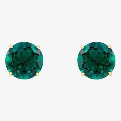 Gemstone 10K Gold 6mm Round Stud Earrings