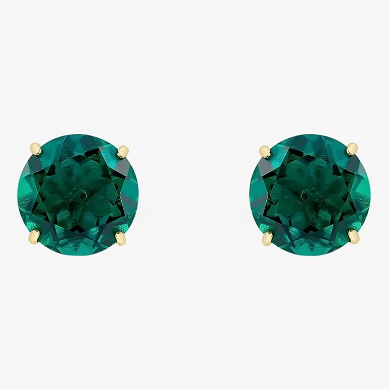 Gemstone 10K Gold 6mm Round Stud Earrings