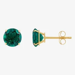 Gemstone 10K Gold 6mm Round Stud Earrings