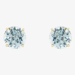 Gemstone 10K Gold 6mm Round Stud Earrings